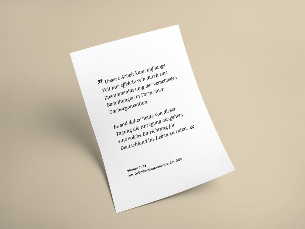 Text von Wendler zur Gründungsgeschichte der DGS, 1982.